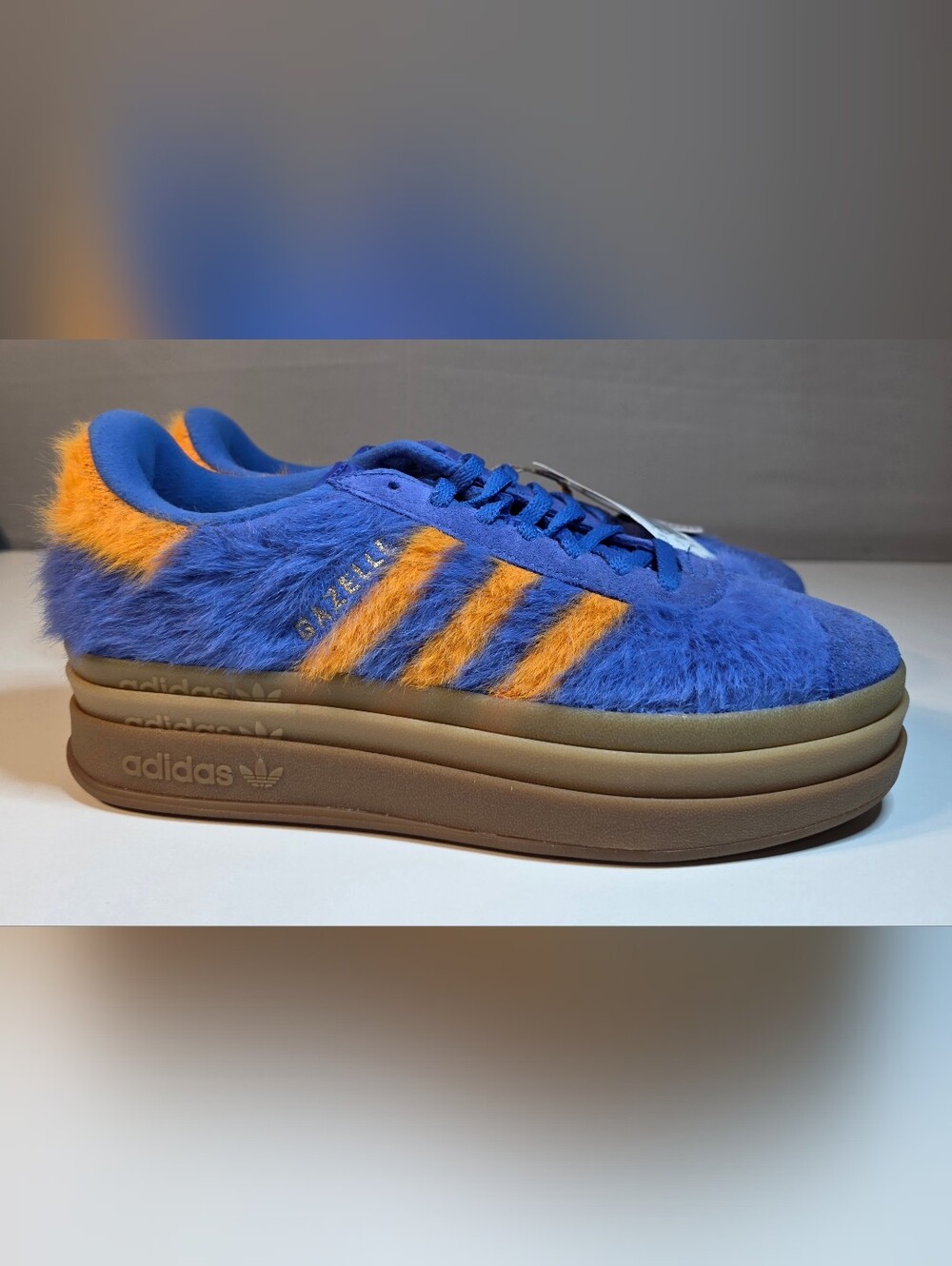 Adidas Gazelle Bold W "Hi-Res Blue / Bright Orange Women's Size 7